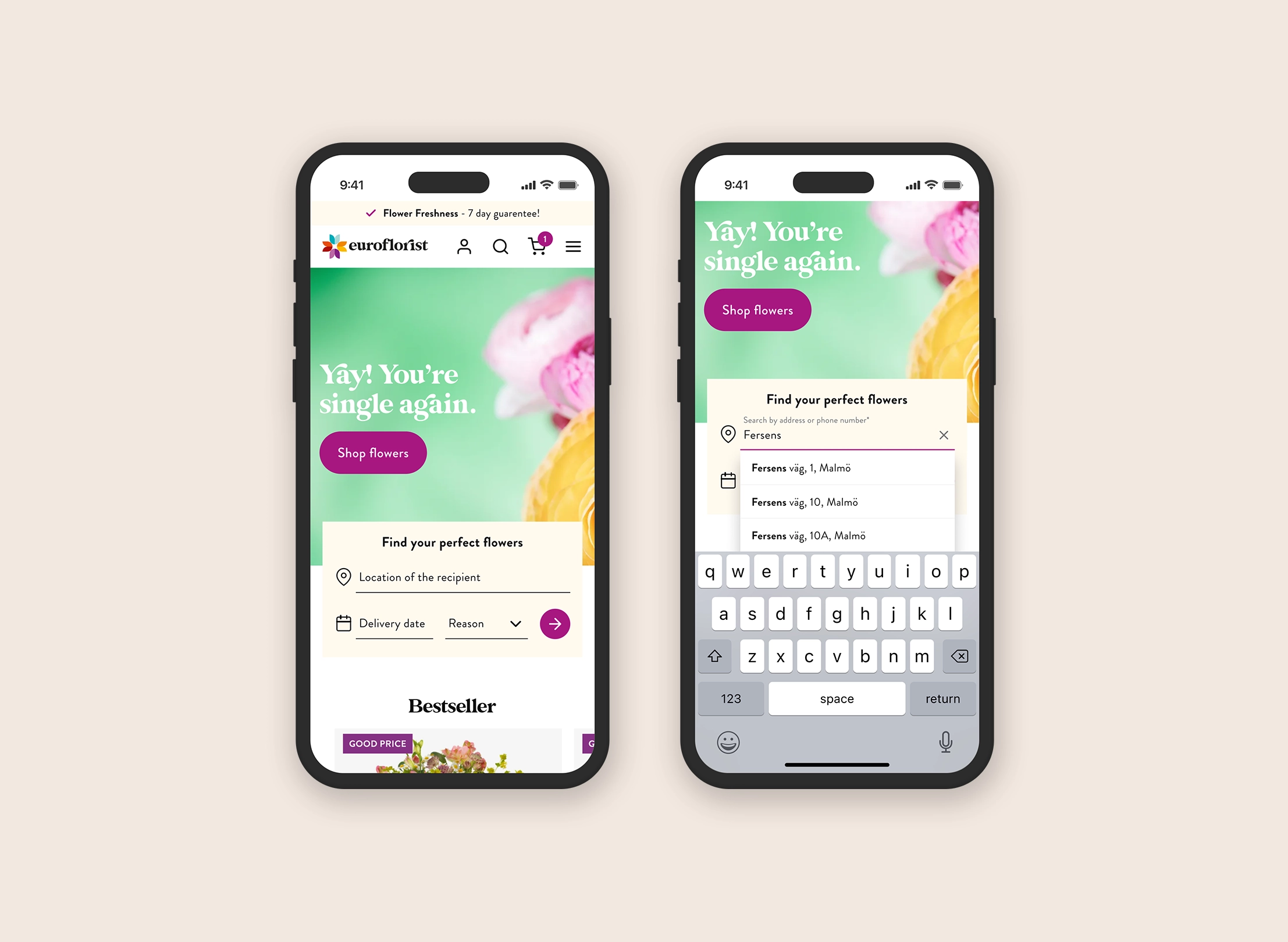 An image with two mobile phones with graphics from ArchMatch service.